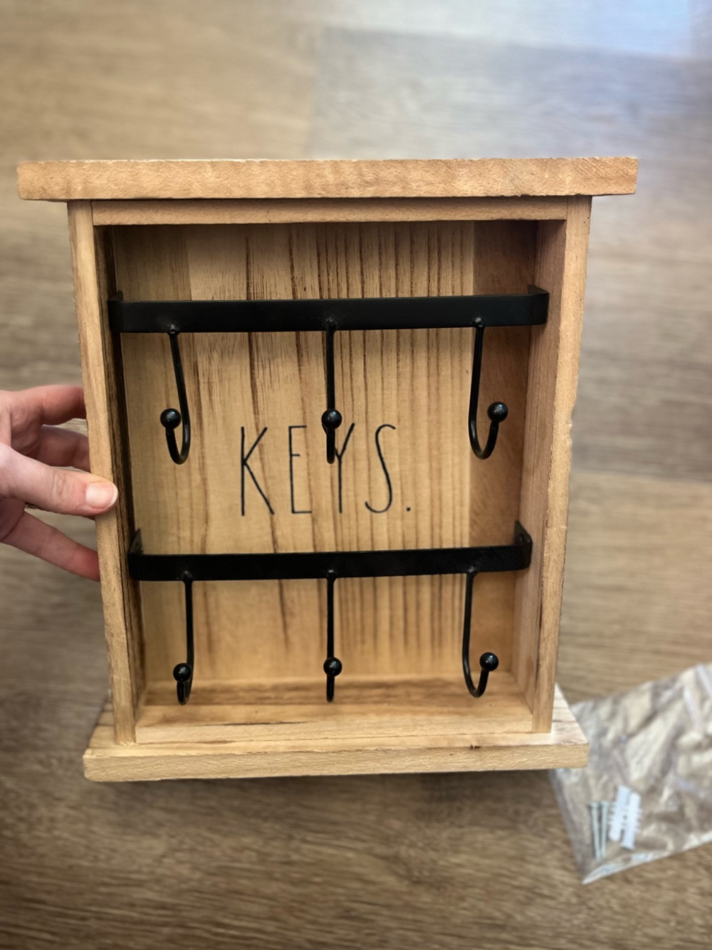 Rae Dunn Natural Wood and Black Key Holder
